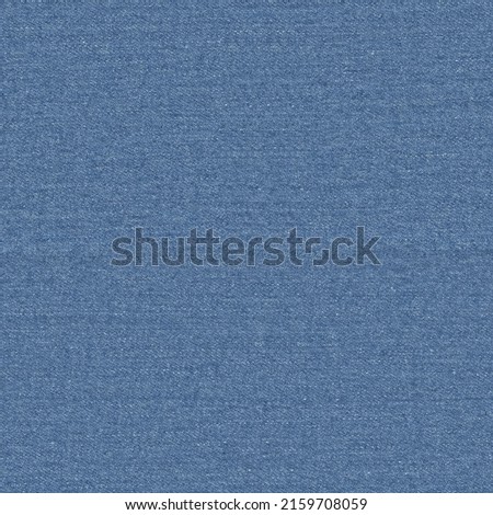 Detailed seamless, tileable texture of blue denim fabric with high-resolution. Square format
