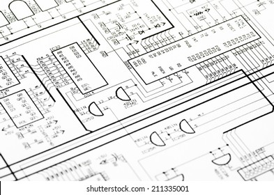 Detailed technical drawing with a lot of calculations.