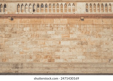 Detailed view of a historic stone wall facade in Budapest, Hungary, showcasing intricate architectural details and classic design elements. Perfect for travel, architecture, and historical content. - Powered by Shutterstock