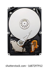 Detailed view of the inside of a hard disk drive. Front view of HDD. Storage Concept - Shutterstock ID 1687297912