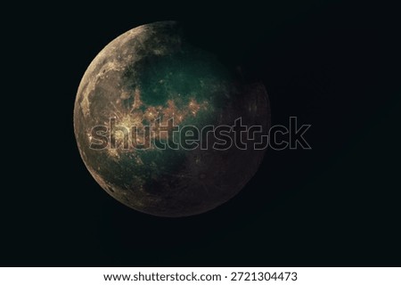Detailed view of the Moon in partial phase against a dark night sky, showing lunar surface texture, craters, and natural light and shadow transition.