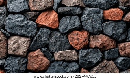 A detailed view of a rustic stone wall, showcasing the natural textures and earthy tones of the rocks.