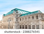 A detailed view of The Vienna State Opera House in Vienna, Austria 