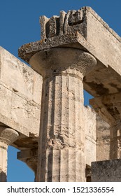 details of architecture of Aphaia temple in Egina island in Greece