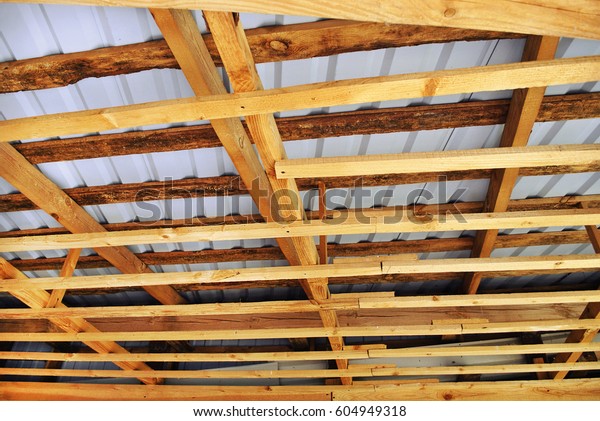 Details Beams On Ceiling Natural Wood Stock Photo Edit Now