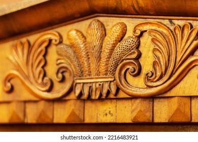 Details Of Beautiful Fine Wood Carving Art On Vintage Furniture