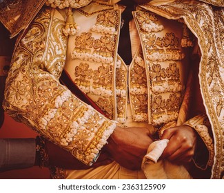 details of a bullfighter's costume of lights