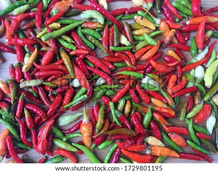 Details Chili.Wallpaper texture Background and Details fresh colorful,redcolor,greencolor,yellowcolor  it can mix popular Thai food everything.