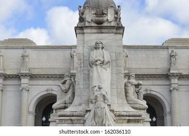 Details of Columbus Fountain Sculpture in Union Station, Washington DC - United States