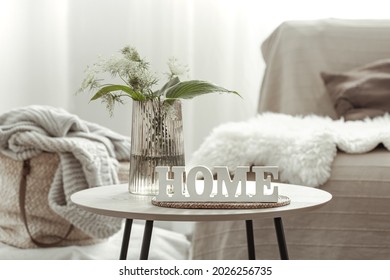 Details Of Cozy Home Decor In A Scandinavian Style Home Interior.