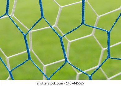 Details Of The Football Net Close Up. Soccer Goal Net Pattern. 