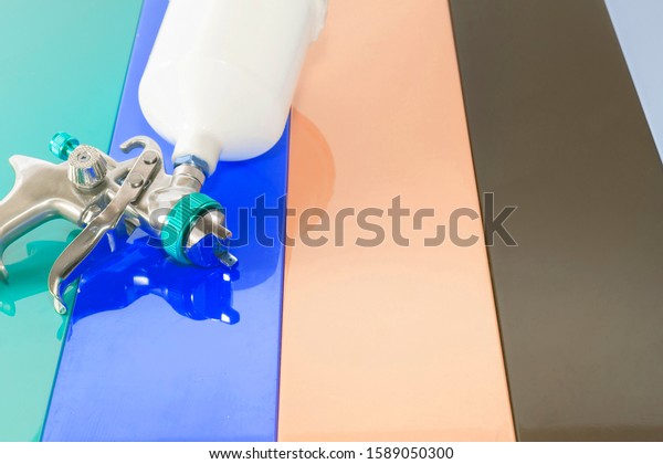 Details of furniture, painting parts with\
multi-colored paint.