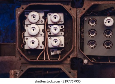 Details of fuse box with old type of fuses - Shutterstock ID 2197767935