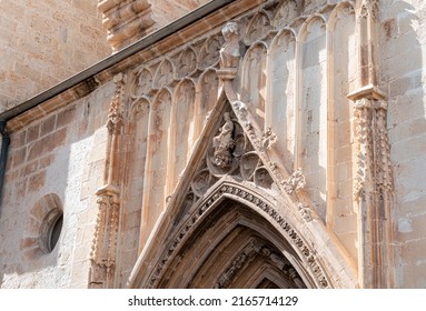 Details Of The Gothic Portico Of The Collegiate Church Of Gandia (Valencia, Spain).