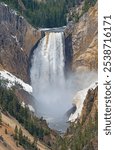 Details of Lower Yellowstone Falls in Yellowstone National Park in Wyoming