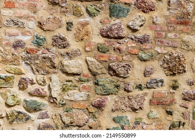 Details mixed masonry of the wall of the Spielberk fortress in Brno. texture or background