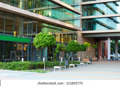 details of a modern office building with many windows