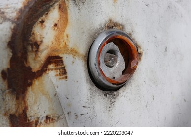 Details Of An Old Car Built In The 20th Century.