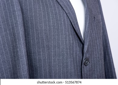 Details On The  Pinstripe Suit Coat On Mannequin