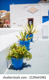 Details Of Quiet Street On Santorini Island In Greece