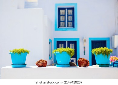 Details Of Quiet Street On Santorini Island In Greece