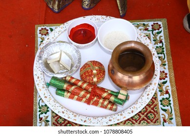 Details of traditional Indian wedding/plate decorated for Indian wedding ceremony - Shutterstock ID 1078808405