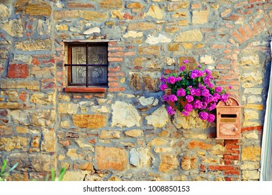 Window Flower Boxes Cottage Floral Tuscan Tuscany Stucco Wall paper Border