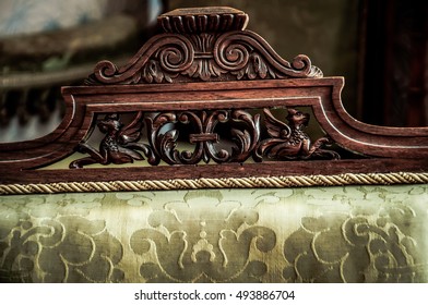 Details Of Vintage Furniture. Wooden Motives On A 18th Century Chair.