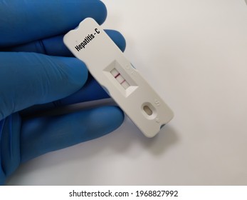 Detection Of Anti-HCV (Hepatitis C Antibody) By Using Test Cassette, The Result Showed Positive (double Red Line)