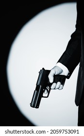 Detective Male Spy Holding Pistol Gun Crime Thriller Book Cover Design Photo.