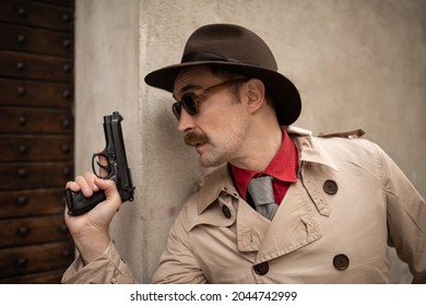 Detective Using His Gun In A Skid Row