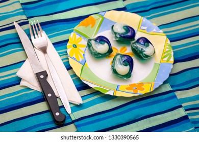 Detergent Pods In A Plate As Concept To The Tide Pod Challenge