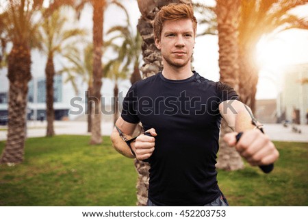 Determinate man training at the park