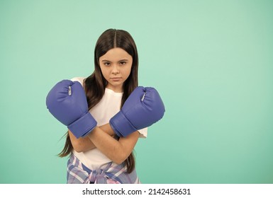 Determined Successful Kid Boxer. Fight For Success. Confident Child Ready For Competition.