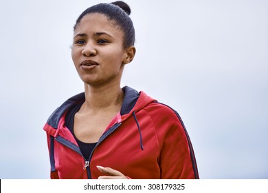 Determined Young Woman Busy Training For Her Long Distance Running