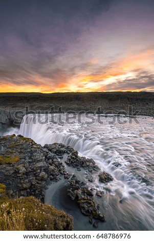 Similar – Godafoss, Islande, berühmter Wasserfall in Island.