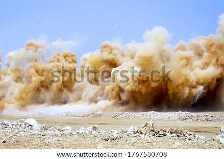 Detonator blasting on the mining site in the 