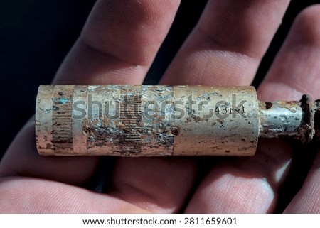 The detonator from the German mine close up