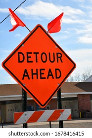 Detour Ahead In A Road Construction Zone