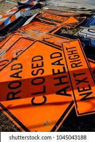 Detour Signs On A Major Construction Project