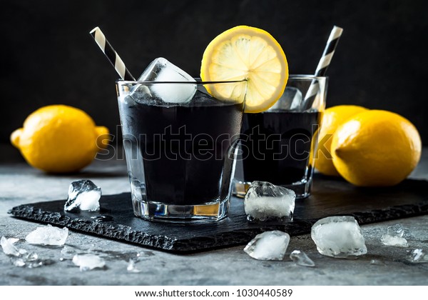 Detox Activated Charcoal Black Lemonade Food And Drink Stock Image 1030440589