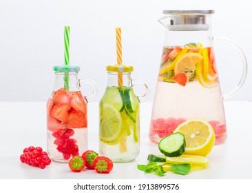 Detox fruit infused water. Refreshing summer homemade cocktail - Powered by Shutterstock