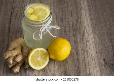 Detox Lemon and Ginger Drink in a Jar