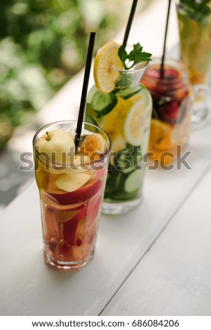 Similar – Infused fruit water cocktails and green vegetable smoothies