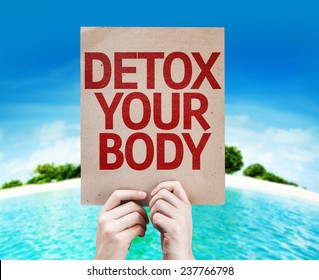 Detox Your Body Card With A Beach On Background