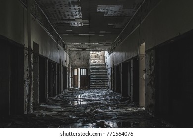 Detroit Abandoned Urban Exploration Hallway - Powered by Shutterstock