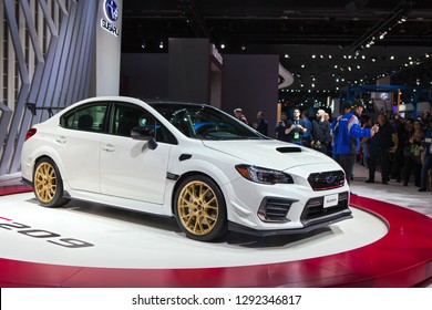 DETROIT - JANUARY 14: The 2020 Subaru WRX STi S209 On Display At The North American International Auto Show Media Preview January 14, 2019 In Detroit, Michigan.