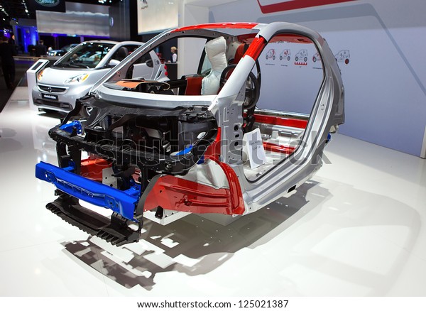 DETROIT - JANUARY 15 : The internal\
frame of a Smart car at The North American International Auto Show\
media preview  January 15, 2013 in Detroit,\
Michigan.