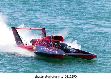 DETROIT - JULY 13: Jimmy Shane In The Graham Trucking Hydroplane Races By At The APBA Gold Cup July 13, 2013 On The Detroit River In Detroit, Michigan.