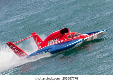 DETROIT - JULY 13: Mike Webster Pilots His Hydroplane At The APBA Gold Cup July 13, 2014 On The Detroit River In Detroit, Michigan.